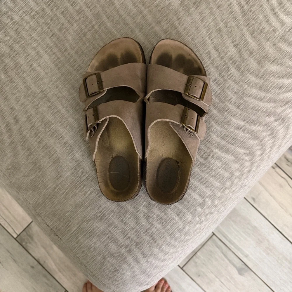 Arizona Brown Double Strap Sandals